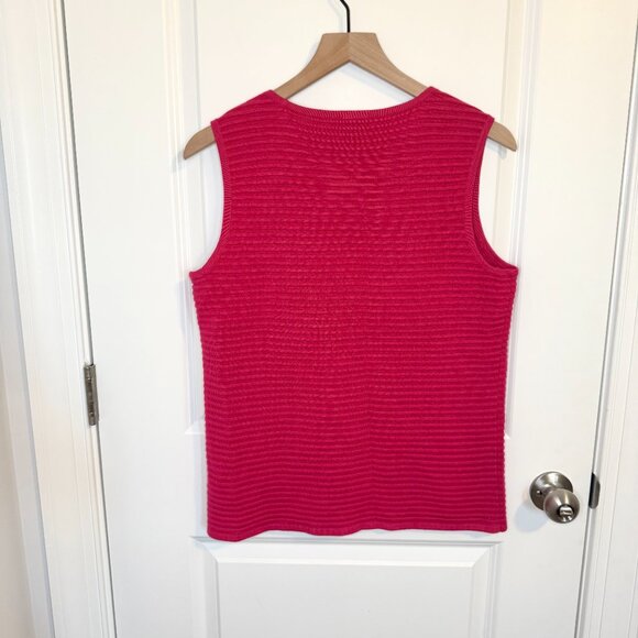 Talbots Sleeveless Sweater Pink Ribbed Knit Womens Size Medium Casual Blouse - Picture 3 of 5